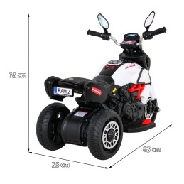Motorek Fast Tourist na akumulator dla dzieci Biały + Audio + Światła + Ekoskóra