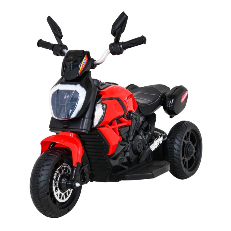 Motorek Fast Tourist na akumulator dla dzieci Czerwony + Audio + Światła + Ekoskóra