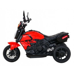 Motorek Fast Tourist na akumulator dla dzieci Czerwony + Audio + Światła + Ekoskóra
