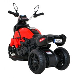 Motorek Fast Tourist na akumulator dla dzieci Czerwony + Audio + Światła + Ekoskóra