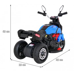 Motorek Fast Tourist na akumulator dla dzieci Niebieski + Audio + Światła + Ekoskóra