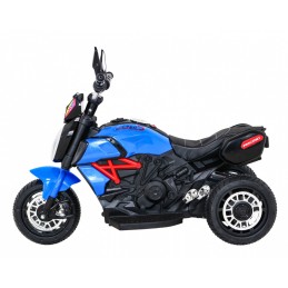 Motorek Fast Tourist na akumulator dla dzieci Niebieski + Audio + Światła + Ekoskóra