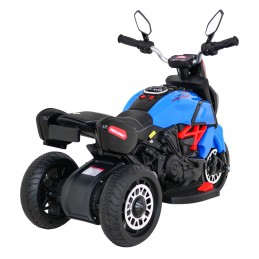 Motorek Fast Tourist na akumulator dla dzieci Niebieski + Audio + Światła + Ekoskóra