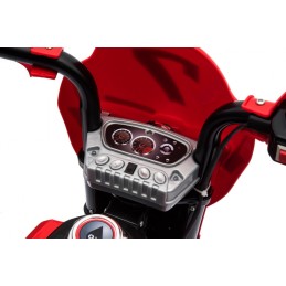 Motorek Cross dla dzieci Pojazd na akumulator Czerwony + Pomocnicze kółka + Dźwięki LED