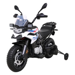Motor BMW F850 GS na akumulator dla dzieci Biały + Kółka pomocnicze + Audio LED + Wolny Start + EVA