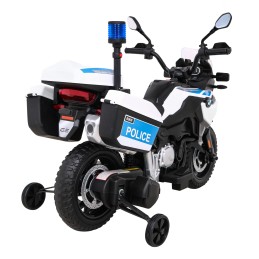 Motor Policyjny BMW F850 GS na akumulator dla dzieci + Kółka pomocnicze + Syrena + Światła + 2 Kufry + Wolny Start