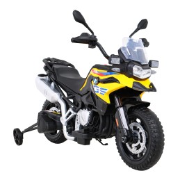 Motor BMW F850 GS na akumulator dla dzieci Żółty + Kółka pomocnicze + Audio LED + Wolny Start + EVA
