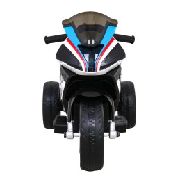 Motor BMW HP4 na akumulator dla dzieci Biały + 3 Koła + LED + MP3 USB + Ekoskóra
