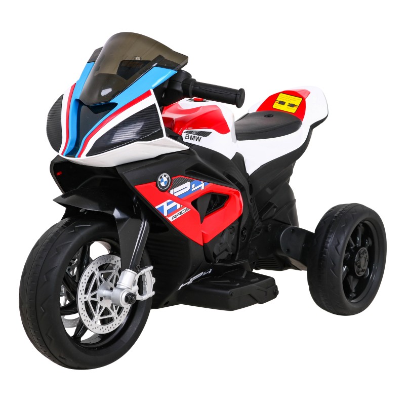 Motor BMW HP4 na akumulator dla dzieci Czerwony + 3 Koła + LED + MP3 USB + Ekoskóra