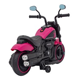 Motorek Chopper FASTER na akumulator dla dzieci Różowy + Radio FM + Panel audio + LED